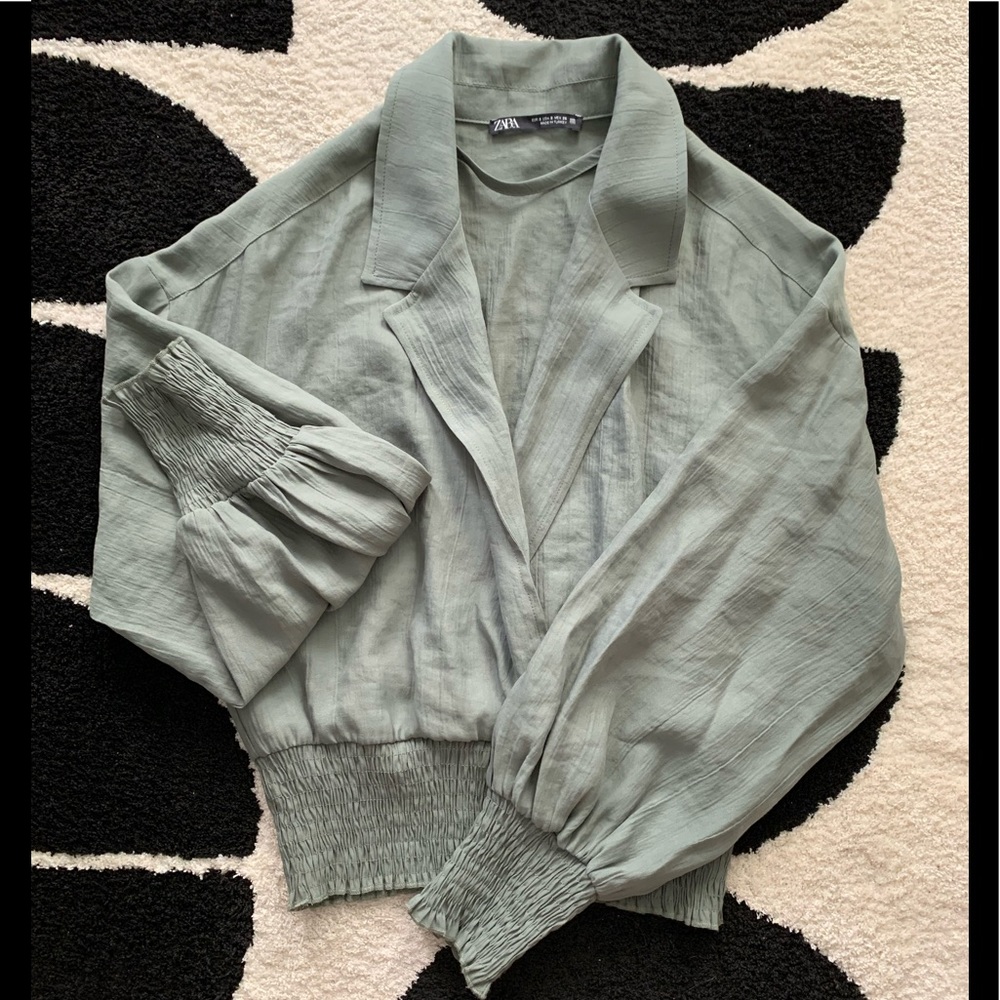 ZARA collar elastic waist top